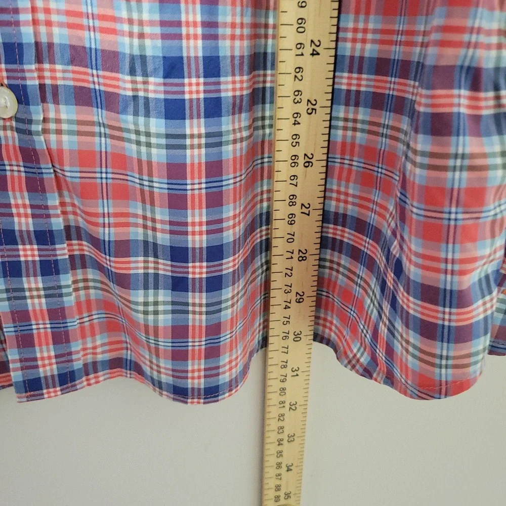 Vineyard Vines Performance Classic Fit Button Down Plaid Shirt Mens XL Blue Red